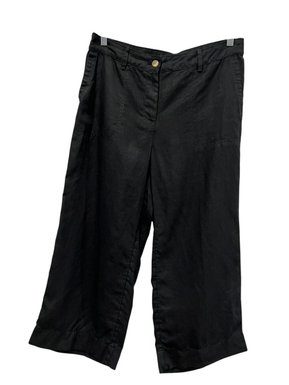 J Jill Love Linen Cropped Wide Leg Pants, Black, MP
